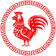 Rooster year Chinese zodiac symbol in round frame