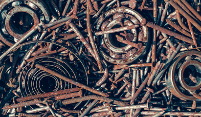 Old rusty nails and bearings