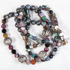 tangled necklace from rainbow pyrite stones