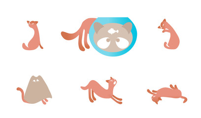 Naklejka premium Set of illustrations with cats.