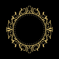 Elegant Circular Classic Decorative Floral Ornamental Vintage Swirl Frame Motif