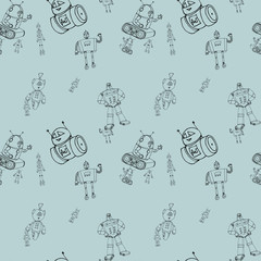 Robot doodles pattern.