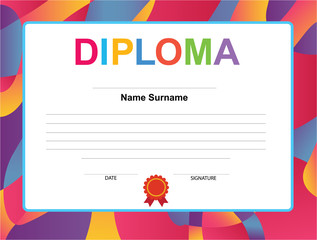 Kids Diploma certificate background design template