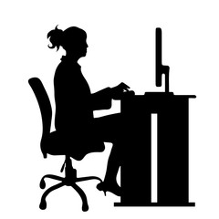 Vector silhouette of woman at work.