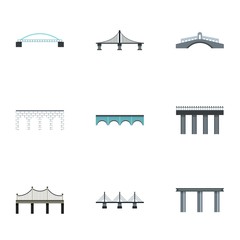 Crossing river icons set, flat style