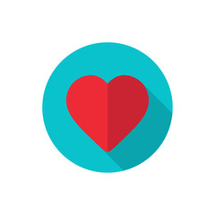 Heart icon logo with long shadow. Vector.