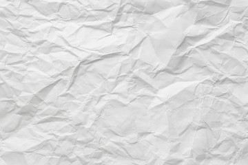 Crumpled white paper texture, background with copy space