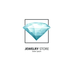 Diamond in a square frame - logo design template in vector.