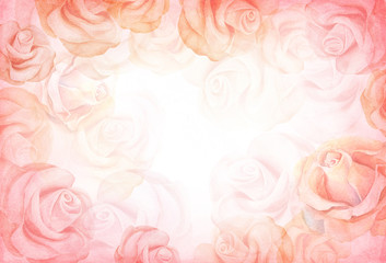 Abstract romantic rose horizontal background.
