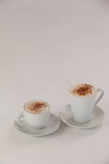 Two cups of espresso coffee