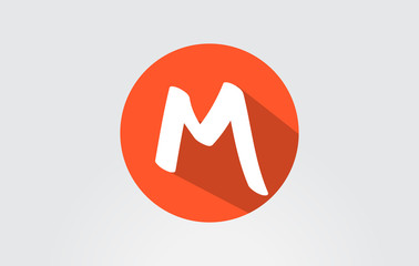 Alphabet letter M orane long shadow logo icon design