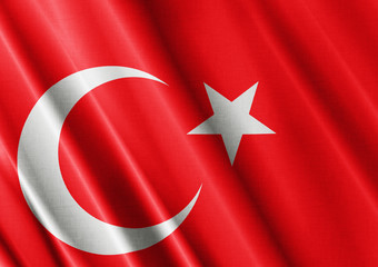 Turkey waving flag close