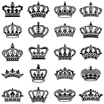 Crown icon collection - vector silhouette
