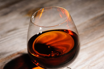 cognac on the wooden table