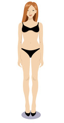 Vector illustration of a bikini woman standing