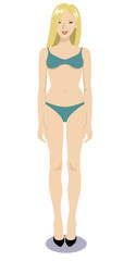 Vector illustration of a bikini woman standing