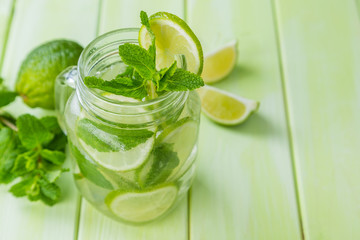 Lime and mint detox water