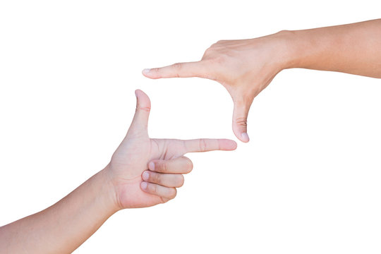 Hands showing  frame on gesture with clipping path