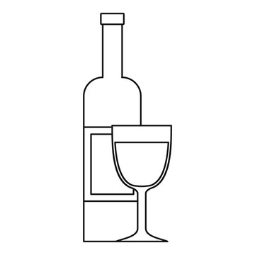 recommend clip art: Glass of wine and a bottle icon, outline style