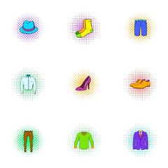 Material icons set, pop-art style