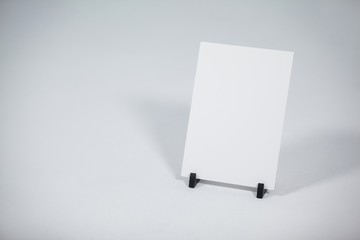 Blank placard placed on a stand