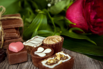 Chocolate praline and hearts desert