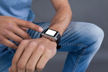 Man using a smartwatch