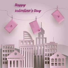 Happy Valentine's paper cut art in the city letters