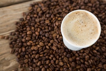 Close-up of coffee with coffee beans