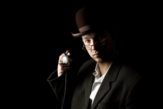 Portrait of young and attractive gentleman in tero style wearing