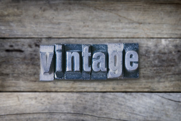 Vintage word on wooden table