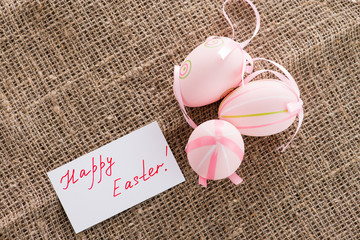 easter eggs, note with lettering happy easter/easter card/easter