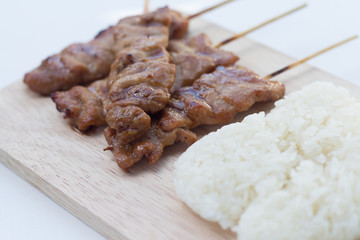 Grilled pork in asian style sticky rice