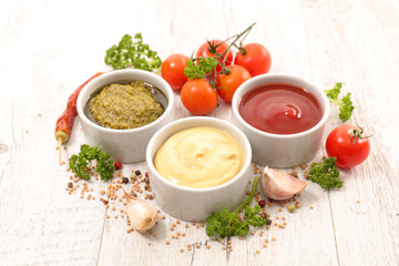 assorted various of sauce dip