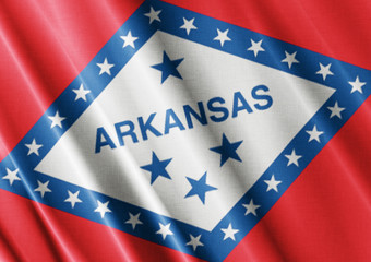 Arkansas waving flag close