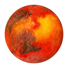 Obraz premium Solar System Planets - Mars. Watercolor illustration. Solar System Planetes