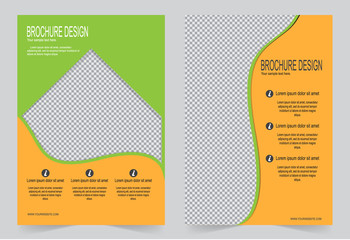 Brochure template, Flyer design green and orange template