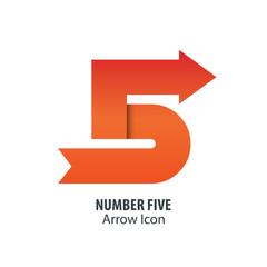 Number Five and Arrow Icon Logo