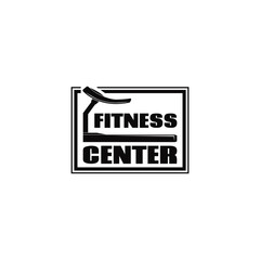 Monochrome Vector illustration Fitness center logo or emblem isolated on white background. 