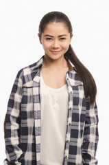 Casual Asian girl smiling portrait. Beautiful  woman smiling.