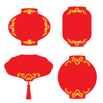 Red lantern banner tag for Chinese Festival and Event Celebrations vector design