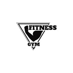 Monochrome Vector illustration Fitness Gym logo or emblem isolated on white background. 