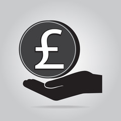 Coin in hand icon. Protection, safety concept
