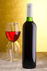 Wine. Wine bottle and wine glasses.