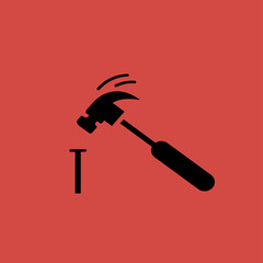 hammer and nail icon. flat design
