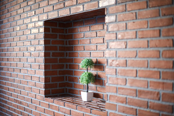 Small decoration tree in Brick wall