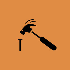 hammer and nail icon. flat design