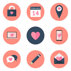 Saint Valentine's Day icon set. High-quality flat design vector icons for web and mobile apps.