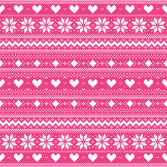 Abstract winter Valentine's Day vector background with hearts and snowflakes