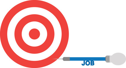 Bullseye with dart with lightbulb and text job.